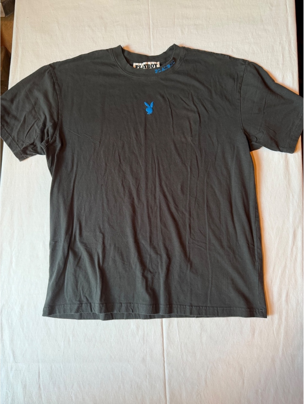 Playboy by Pacsun T Black T-Shirt with Blue Logo